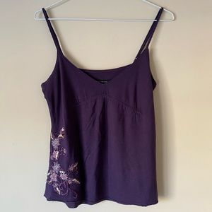 Calvin Klein Jeans Women's Adjustable String Cami Purple Top - S - Pre-owned